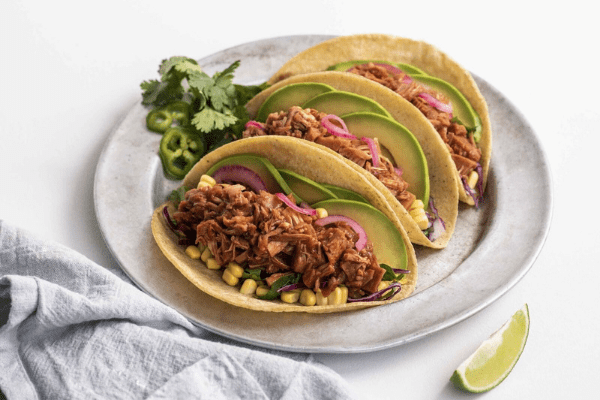 JACKFRUIT TACOS WITH CORN & AVACADO